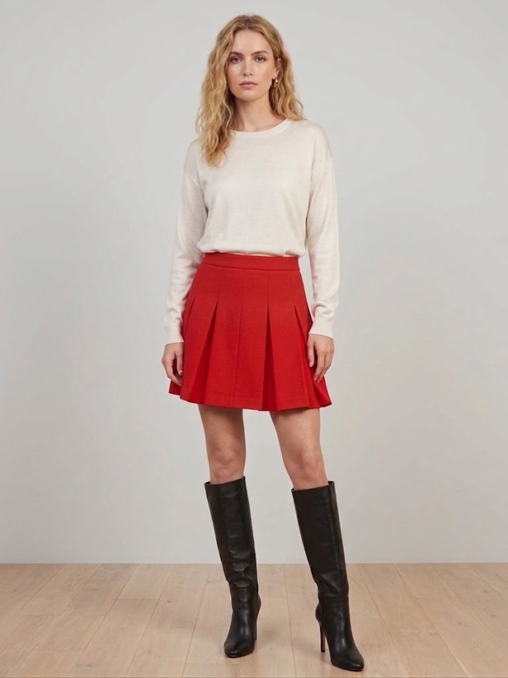 Diane von Furstenberg DVF Red Pleated Mini Skirt  - Size 0